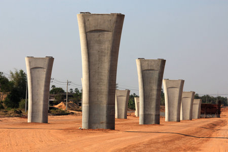 Large concrete bridge constructionの写真素材