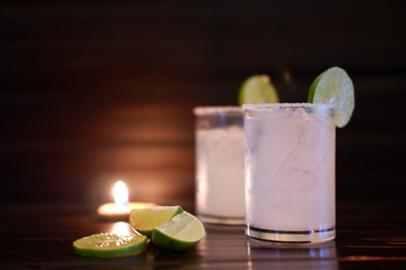 margarita cocktail on wooden tableの写真素材