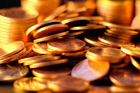 coin on table background and business or finance saving money