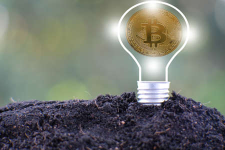 bitcoin cryptocurrency coin and euro coin on table and business or finance money concept