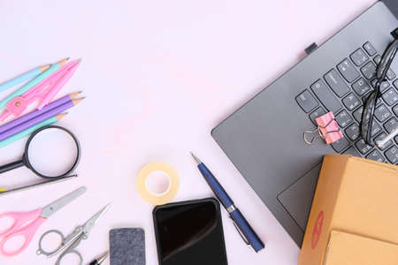Business office table and study deskの写真素材