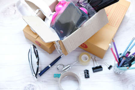 Business office table and study deskの写真素材