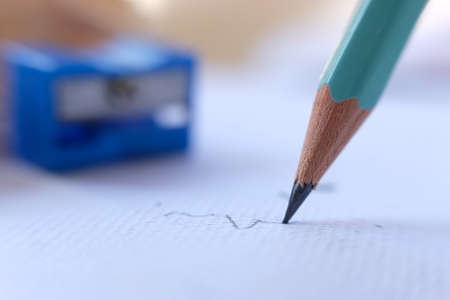 close up pencil on table background and space, business idea conceptの写真素材