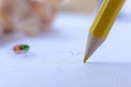 close up pencil on table background and space, business idea conceptの写真素材