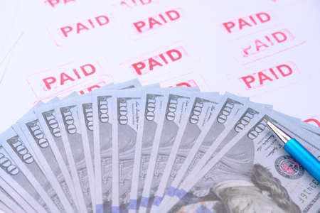 Banknote money background and saving money conceptの写真素材