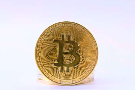 Bitcoin btc cryptocurrency on table and digital currency money concept,crypto-currency Market, Cryptocurrency Financial Systems Conceptの写真素材