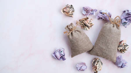 banknote money on white background and saving money and business growth concept,finance and investment conceptの写真素材