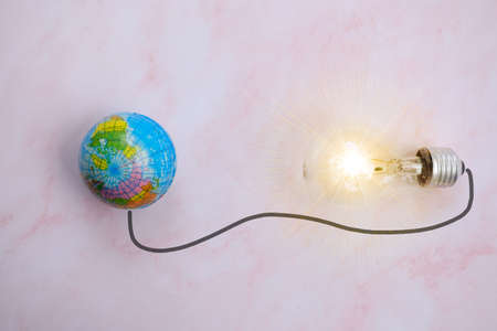 Light bulb on table,idea innovation and inspiration concept, new technology in the future