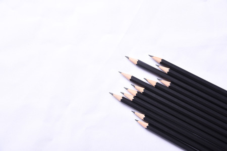 Black pencil on white backgroundの写真素材