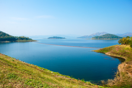 Kaeng Krachan Dam In Petcahburi At Thailand , Landscape Natrue and a water mist at Kaeng Krachan Dam.の写真素材