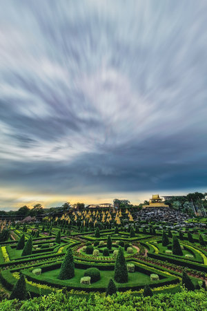 Pattaya, Thailand - 17 October 2025 : Beautiful view of the Nong Nooch Tropical Botanical Garden. Pattaya, Kingdom of Thailand.の写真素材