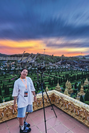 Pattaya, Thailand - 17 October 2025 : Beautiful view of the Nong Nooch Tropical Botanical Garden. Pattaya, Kingdom of Thailand.の写真素材