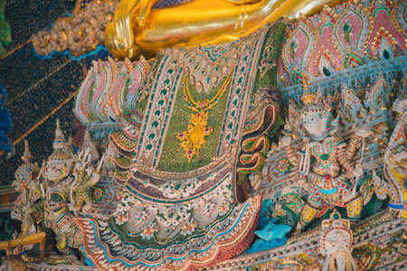 Statues Inside The Temple,Beautiful Temple In Bangkok Or Wat Pariwas,Temple In Thailand.の写真素材