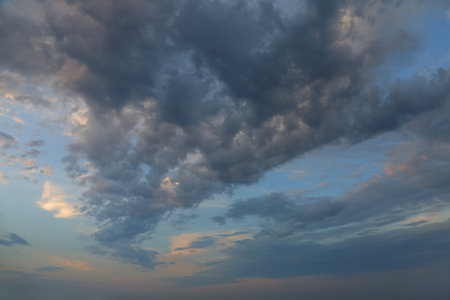 Sunset sky. Incredible colors of the evening sky with storm clouds.