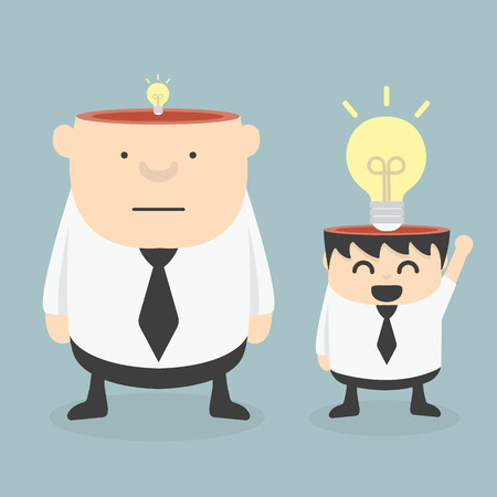 Obese Businessman wit Small Ideas and Small Businessman wit  Big ideasのイラスト素材