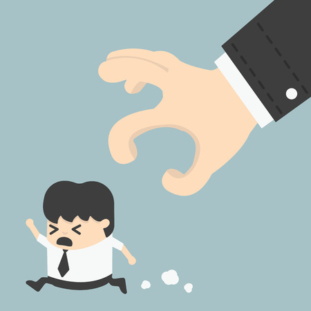 businessman trying to run away from hand eps 10のイラスト素材