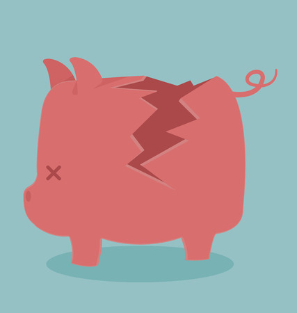 Cracking piggy bankのイラスト素材