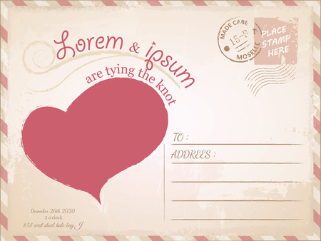 Vintage postcard vector wedding invitationのイラスト素材