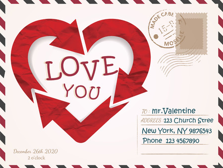 Valentines Day postcard card design Vectorのイラスト素材