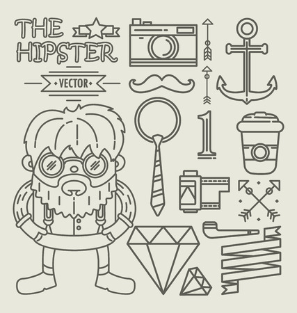 Hipster character design . Linearのイラスト素材