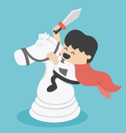 Businessman riding horse whiteのイラスト素材