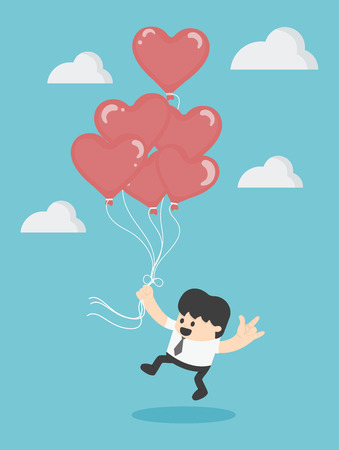 Holding Red heart balloonsのイラスト素材