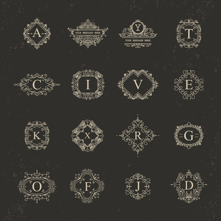 Set of Vintage Frames for Luxury, for cafe, shop, store, restaurant, boutique, hotel, heraldic, fashion and etc.のイラスト素材