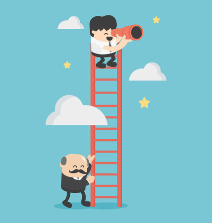 Successful businessman helps another businessman by holding ladder for 
To successのイラスト素材