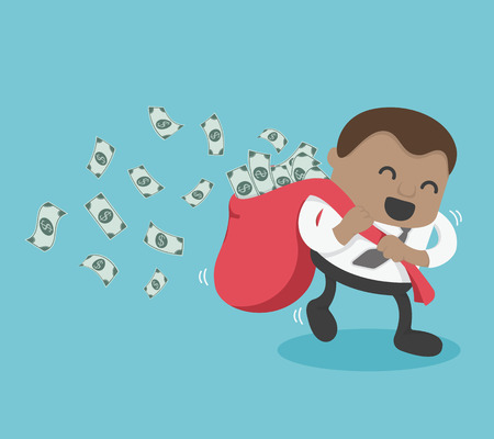 Young African Businessman happy with carrying a lot of moneyのイラスト素材
