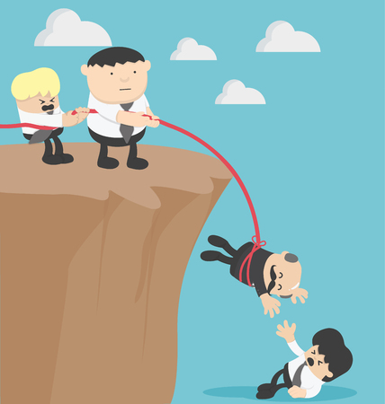 Concept group of businessmen of helping friends from the difficultiesのイラスト素材