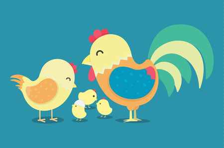 chicken , 2017 new year card , Funny Rooster, symbol of 2017のイラスト素材