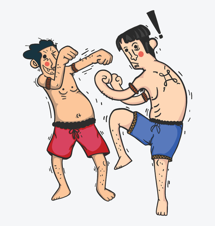 illustration of cartoon Boxing funny , Show muay thaiのイラスト素材