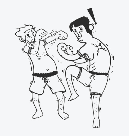illustration of cartoon Boxing funny , Show muay thaiのイラスト素材