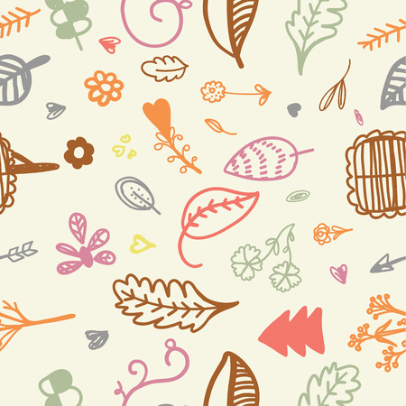 Hand drawn seamless romantic floral patternのイラスト素材