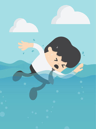 Businessman is about to drown.のイラスト素材