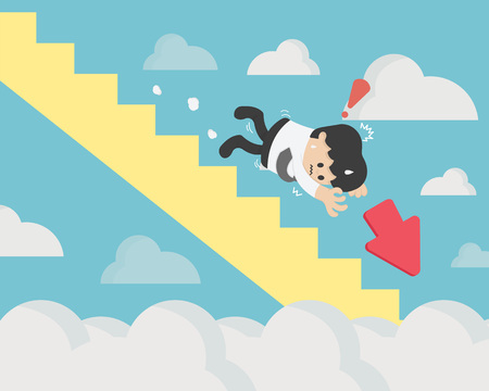 Lose balance. Manager business decrease chart. Concept business graphic chart, business failureのイラスト素材