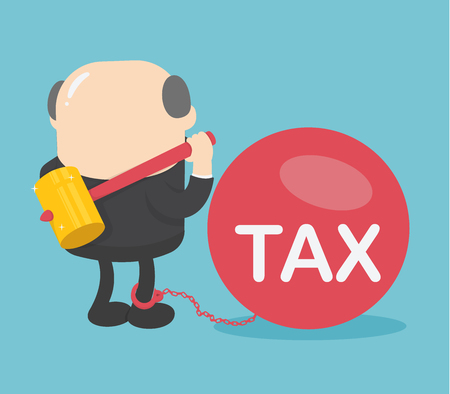 Businessman boss destroy against taxesのイラスト素材