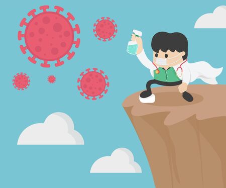 Vector illustration doctor fight virus concept  coronavirus covid-19のイラスト素材