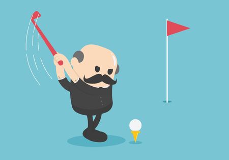 elderly businessman who is about to play golf with determinationのイラスト素材
