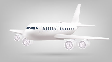 Airplane clipart  3d vector Gradient Mesh .illustration for children. Vector illustration of airplane take off isolated on whiteのイラスト素材