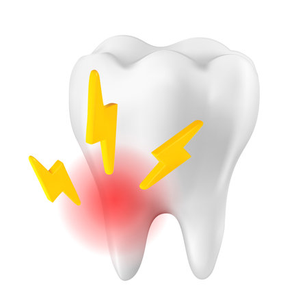 Dental inflammation, treatment of tooth roots, symbol Mesh gradient wes usedのイラスト素材