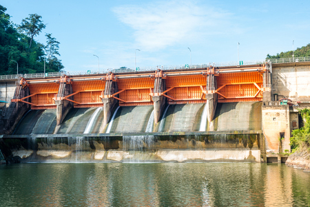 Dam Doors closed water storage.の写真素材