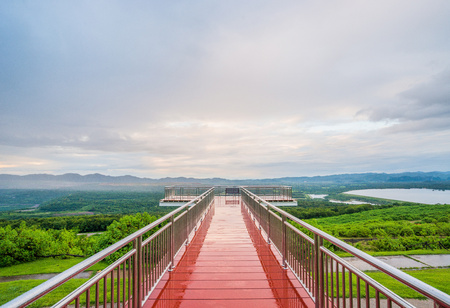 Landscape nature Resting place Mae Moh Attractions lampang thailnd Red corridor,Red Walk of Viewの写真素材