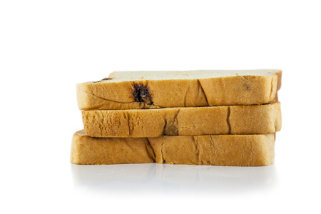 white bread with raisin  on white background