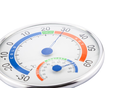 Measure humidity and temperature on a white background.の写真素材