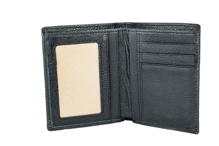 Wallet leather  black on a white background.