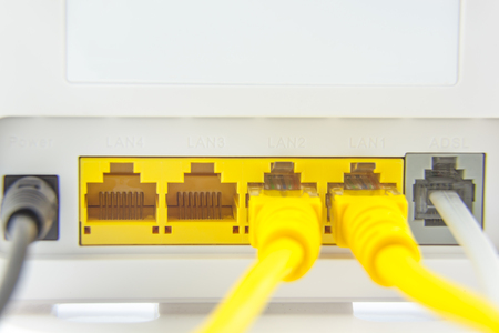 modem router network hub and cable lan