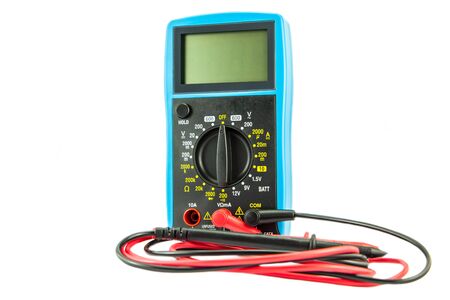Digital multimeter on white background