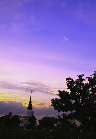 Thai temple scene at the magic hours of the peacefule evening always looks nice and serene.の写真素材