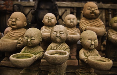 The stone craft of monk dolls are the unique and valuable decoration probs for the asian lovers.のeditorial素材